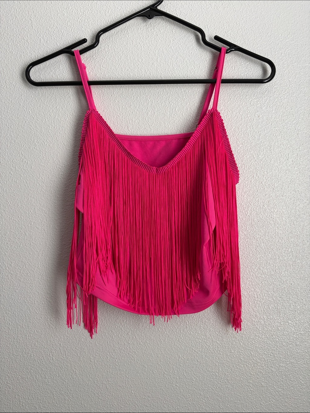 Hot Pink Fringe Spaghetti Strap Top - Women